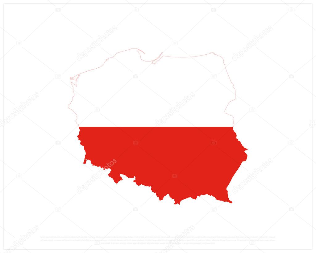Vector design of map with a flag of Poland in it on a white background, Independence Day of Poland, Poland, Editable Vector illustration of Poland map, National Day design, Independence Day Design