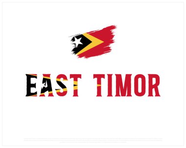 Vector illustration of East Timor typography with brush flag on white background, Independence Day design of East Timor, National Day design of East Timor, East Timor, National Flag, Editable vector Design of East Timor brush Flag clipart