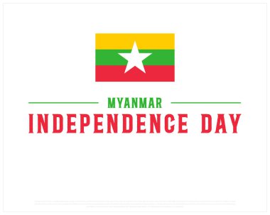 MYANMAR Independence Day vector design on a white background, Typographic Design of MYANMAR Independence Day, Independence Day of MYANMAR with national flag, Vector design of Myanmar national day clipart