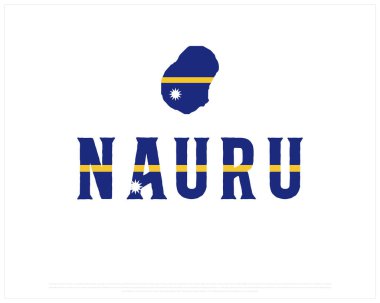 NAURU flag Typography on a white background, Editable vector design of NAURU typography with map, Independence Day Design, NAURU day design, Map Flag of NAURU clipart