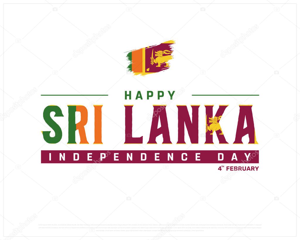 SRI LANKA Independence Day vector design on a white background, Typographic Design of SRI LANKA Independence Day, SRI LANKA flag typography with brush flag, Vector design of Sri Lanka national day