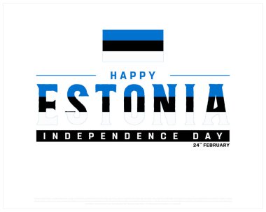 ESTONIA Independence Day vector design on a white background with flag, Typographic Design of ESTONIA National Day, ESTONIA flag typography, Estonia national flag clipart