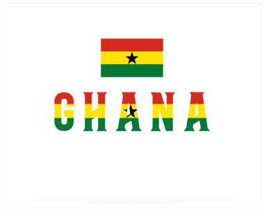 GHANA flag Typography with flag on a white background, Vector design of GHANA flag typography, Flag of Ghana, National Day Design, GHANA Day design clipart