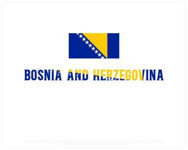 BOSNIA AND HERZEGOVINA flag Typography with flag on a white background, Vector design of BOSNIA AND HERZEGOVINA flag typography, Flag of Bosnia and Herzegovina, National Day Design clipart