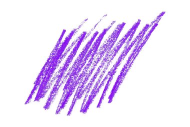 Beyaz arkaplanda izole edilmiş mor kalem darbeleri.