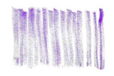 Beyaz arkaplanda izole edilmiş mor kalem darbeleri.