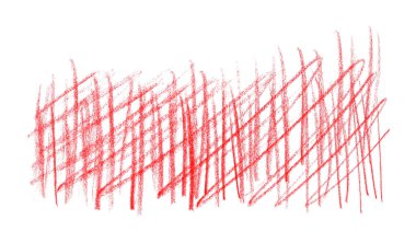 Beyaz arkaplanda kırmızı kalem çizgileri.