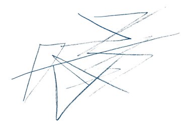 Beyaz arkaplanda mavi kalem çizgileri.