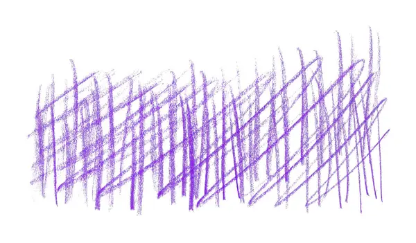 Beyaz arkaplanda mor kalem çizgileri.