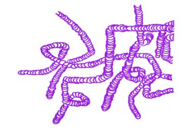 Beyaz arkaplanda mor kalem darbeleri.