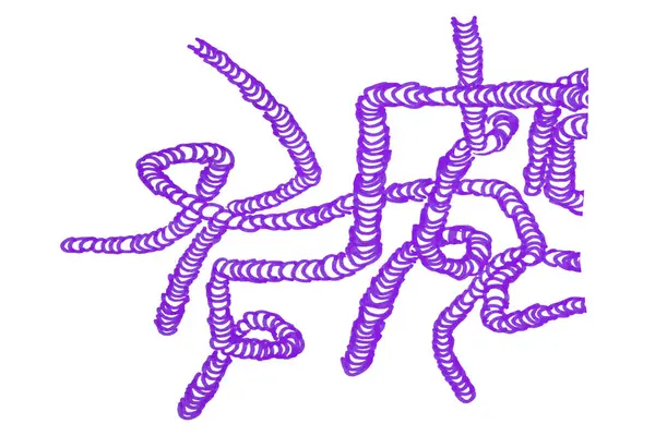 Beyaz arkaplanda mor kalem darbeleri.