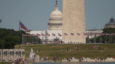 Washington, DC 'deki Lincoln Anıtı, ABD Kongre Binası ve 2. Dünya Savaşı Anıtı' ndan görüntüler.