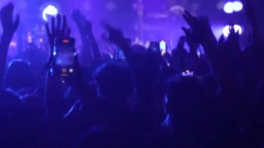 Sahne ışıkları altında kalabalık zıplıyor ve el sallıyor. Hayranlar ellerini havaya kaldırmış, parlak mavi bir şekilde sahne arkasında hareket ediyorlar. Festivaldeki mutlu insanlar müziğin tadını çıkarıyor