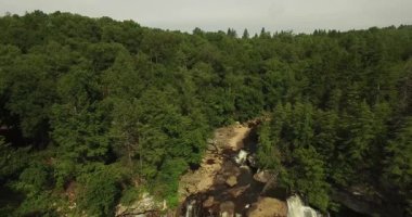 Blackwater Şelaleleri 'nin nefes kesici hava perspektifi Davis, Batı Virginia' daki alanı saran çarpıcı şelaleler ve yemyeşil alanları gözler önüne seriyor..