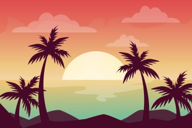 Yaz Sahili Günbatımı Arkaplanı