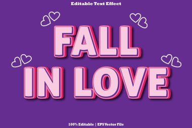 Aşık Ol Düzenlenebilir Metin Efekti Kabartma Çizgi Film Biçimi