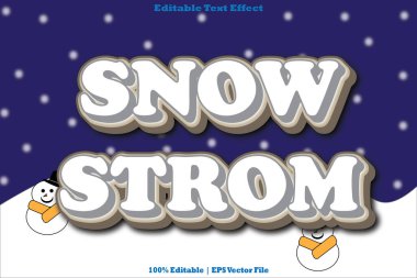 Kar Fırtınası Düzenlenebilir Metin Efekti 3 boyutlu Kabartma Çizgi Film Biçimi