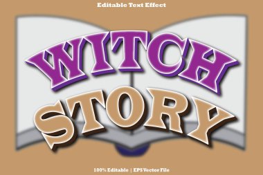 Cadı Hikayesi Düzenlenebilir Metin Efekti 3B Kabartma Çizgi Film Biçimi