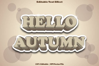 Merhaba Sonbahar Düzenleme Efekti 3B Kabartma Düz Biçimi