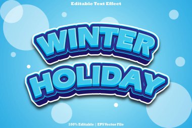 Kış Tatili Düzenlenebilir Metin Efekti 3B Kabartma Biçimi