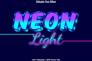 neon ışığı düzenlenebilir metin efekti kabartma biçimi