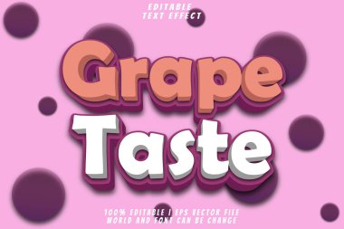 Üzüm Tadı Düzenlenebilir Metin Efekti 3 boyutlu Kabartma Çizgi Film Biçimi