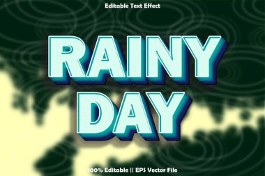 Yağmurlu gün _ düzenlenebilir metin efekti _ karikatür biçimi
