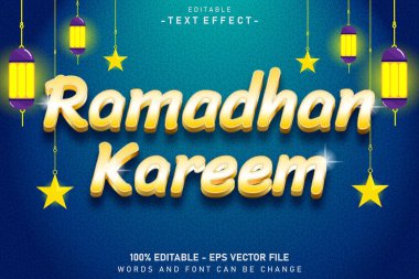 Ramazan Kareem Düzenlenebilir Metin Efekti Kabartma Modern Biçimi