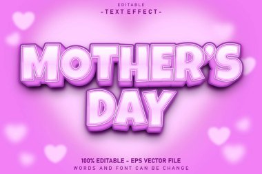Anneler Günü Düzenlenebilir Metin Efekti Kabartma Çizgi Film Biçimi