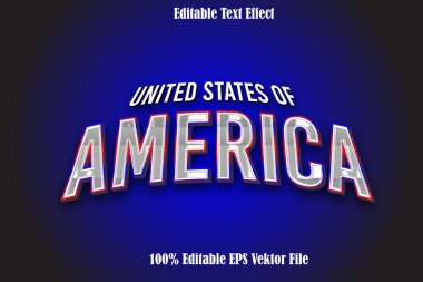 Düzenlenebilir Metin Efekti USA 3D Modern Biçim