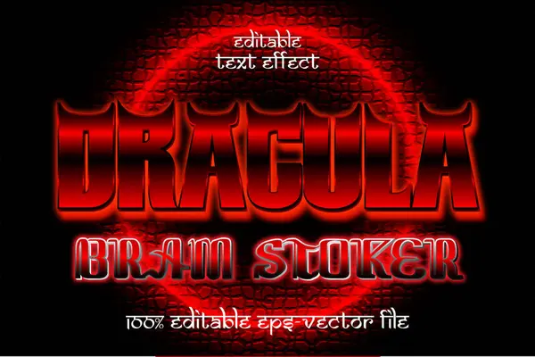 stock vector Editable Text Effect Dracula Bram Stoker 3D Gradient Style