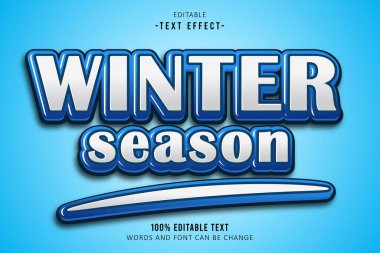 Kış Sezonu Düzenlenebilir Metin Efekti 3B Kabartma Çizgi Film Biçimi