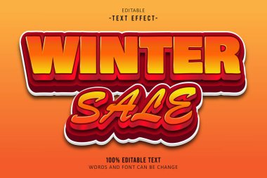 Kış Satışı Düzenlenebilir Metin Efekti 3D Kabartma Çizgi Film Biçimi