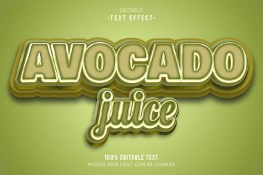 Avokado Meyve Suyu düzenlenebilir metin efekti 3D kabartma biçimi