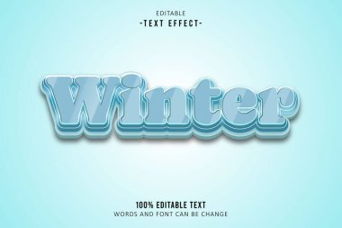 Kış düzenlenebilir metin efekti 3d kabartma biçimi