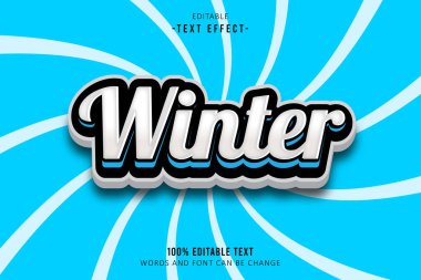 Kış düzenlenebilir metin efekti 3d kabartma biçimi