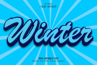 Kış düzenlenebilir metin efekti 3d kabartma biçimi