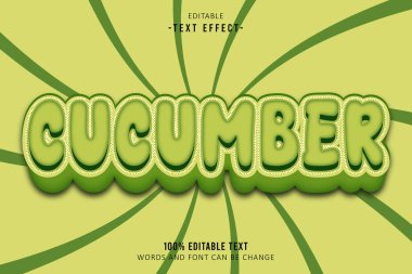 Salatalık düzenlenebilir metin efekti 3d karikatür biçimi