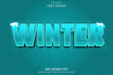 Kış düzenlenebilir metin efekti 3d modern kabartma