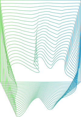 Sıvı çizgi ile kare şekil ve yeşil mavi gradyan, teknoloji, gelecek, dijital