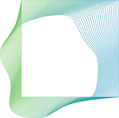 Sıvı çizgi ile kare şekil ve yeşil mavi gradyan, teknoloji, gelecek, dijital