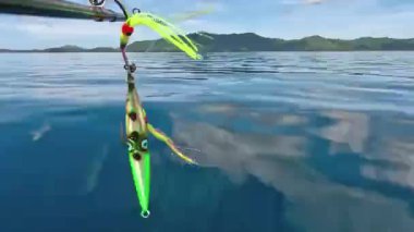 Balıkçı olta yemi hazırlıyor. Balık yemi. Balık ve balıkçılık kavramı.