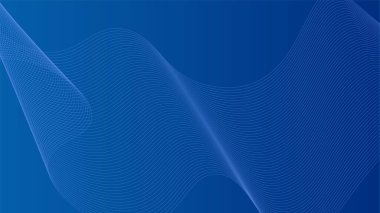 Parlak mavi dalgalı çizgileri olan soyut bir kompozisyon. Mavi dalgalı çizgiler birbirine dolanmış mavi çizgiler siyah bir arkaplanda akıyor. afiş, kapak, poster, broşür, kart, başlık.