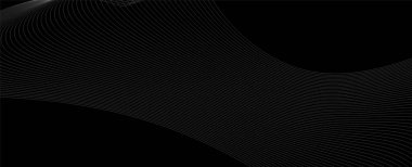 Soyut gri dalgalı akışkan dinamik eğri çizgileri siyah arkaplanda izole edilmiş. Dijital gelecek teknolojisi kavramı. Web tasarımı için kullanılan tasarım, kapak, teknoloji, bilim, veri, müzik, dergi.