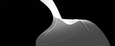 Soyut gri dalgalı akışkan dinamik eğri çizgileri siyah arkaplanda izole edilmiş. Dijital gelecek teknolojisi kavramı. Web tasarımı için kullanılan tasarım, kapak, teknoloji, bilim, veri, müzik, dergi.