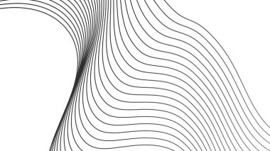 Soyut arkaplan çizgilerinin gri desenlerinin vektör çizimi. Beyaz arka planda soyut dalgalı çizgiler izole edilmiş. Dalga çizgisi sanatı, eğri düz tasarım.