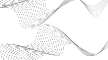Soyut arkaplan çizgilerinin gri desenlerinin vektör çizimi. Beyaz arka planda soyut dalgalı çizgiler izole edilmiş. Dalga çizgisi sanatı, eğri düz tasarım.