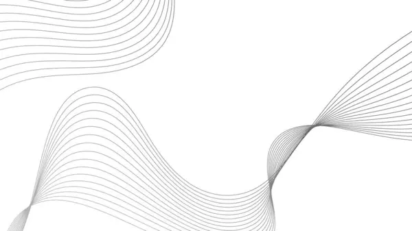 Soyut arkaplan çizgilerinin gri desenlerinin vektör çizimi. Beyaz arka planda soyut dalgalı çizgiler izole edilmiş. Dalga çizgisi sanatı, eğri düz tasarım.