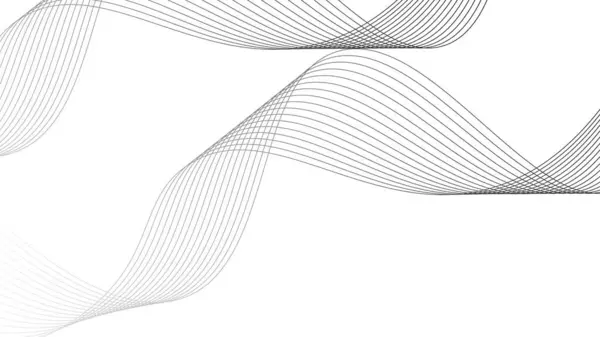 Soyut arkaplan çizgilerinin gri desenlerinin vektör çizimi. Beyaz arka planda soyut dalgalı çizgiler izole edilmiş. Dalga çizgisi sanatı, eğri düz tasarım.