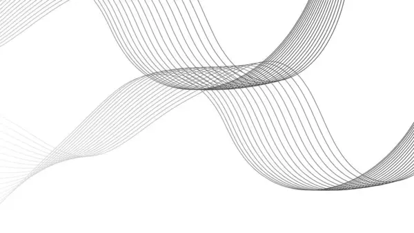 Soyut arkaplan çizgilerinin gri desenlerinin vektör çizimi. Beyaz arka planda soyut dalgalı çizgiler izole edilmiş. Dalga çizgisi sanatı, eğri düz tasarım.